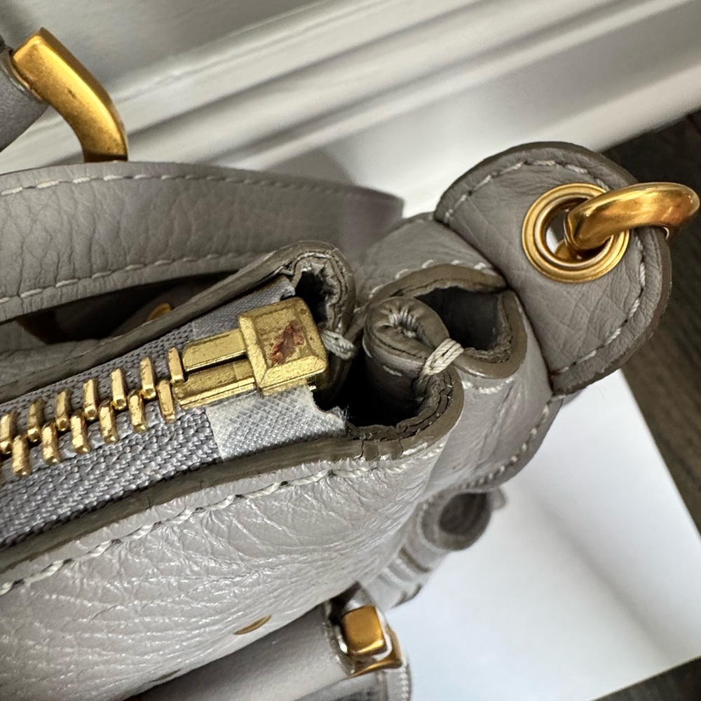 Chloe Marcie Medium Gray Leather Satchel - Picture 10 of 16